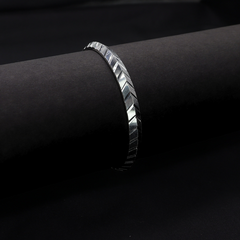 Minimal & Bold Textured Silver Kada for Men