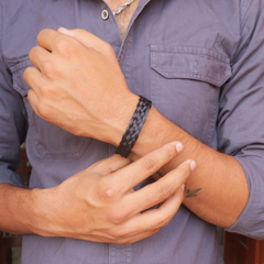 Silver Black Braided Moli Bracelet