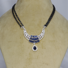 Blue Gemstone Silver Mangal Sutra