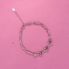 Triple Heart Silver Chain Bracelet