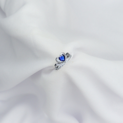 Silver Heart Blue Stone Ring