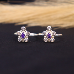 Regal Amethyst Bloom Toe Ring