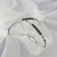 Elegant Green Stone Oxidised Bangles