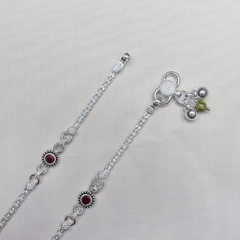 Graceful Stone Work Silver Payal
