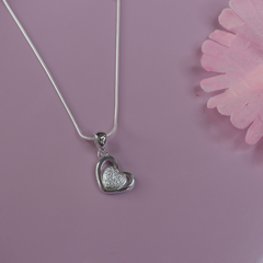 Pretty Heart-in-Heart Silver Pendant