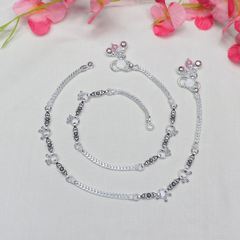 Royal Silver Payal with Antique Black Beads