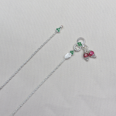 Sterling Silver Payal with Purple & Green Stone Accents