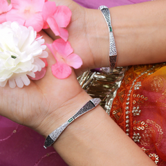 Ethnic Oxidised Silver Bangles
