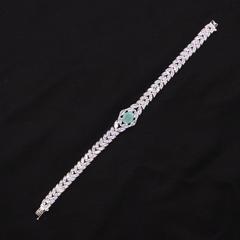 Emerald Elegance Silver Bracelet