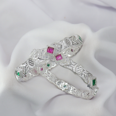 Elegant Silver Wave Bangles
