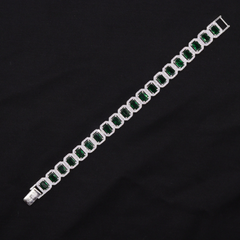 Emerald Radiance Silver Bracelet