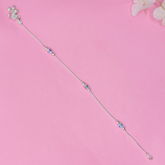 Dainty Gemstone Accent Silver Anklets