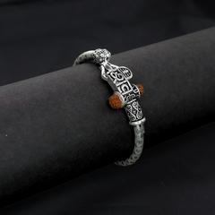 Trishul Rudraksha Silver Kada for Men