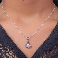 Pretty Heart-in-Heart Silver Pendant