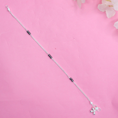 Sleek Black Bead & Charm Anklet