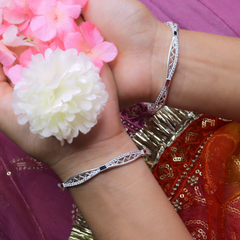 Regal Silver Stone-Studded Bangles
