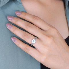 Silver Evil Eye Beaded Ring