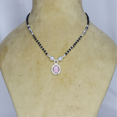 Pink Stone Silver Mangal Sutra