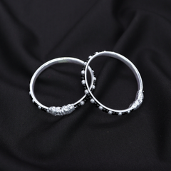 Baby’s First Silver Kada with Black Beads