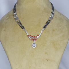 Red Gemstone Silver Mangal Sutra