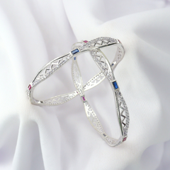 Regal Silver Stone-Studded Bangles