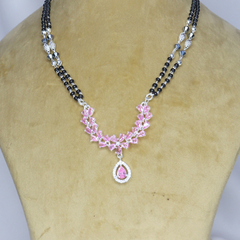 Pink Gemstone Silver Mangal Sutra
