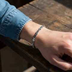 Silver Bar & Link Chain Bracelet
